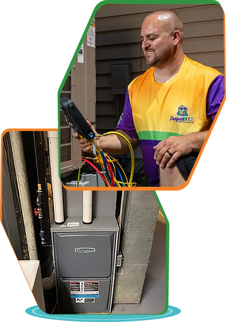 technician fixing a furnace